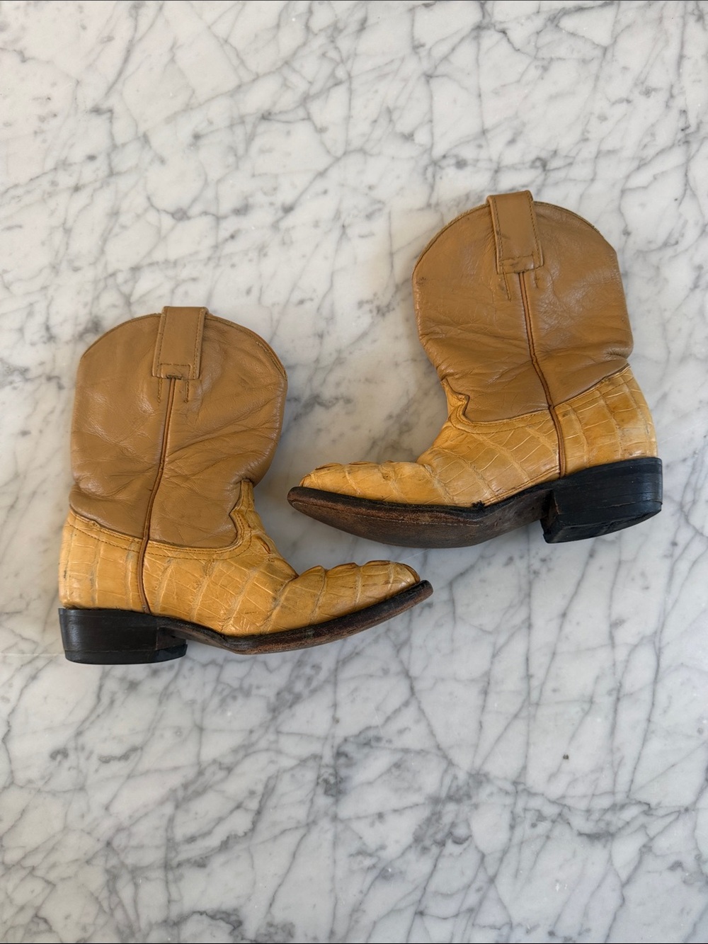 Little Kid Tan Crocodile Western Cowboy Boot Sz 12C